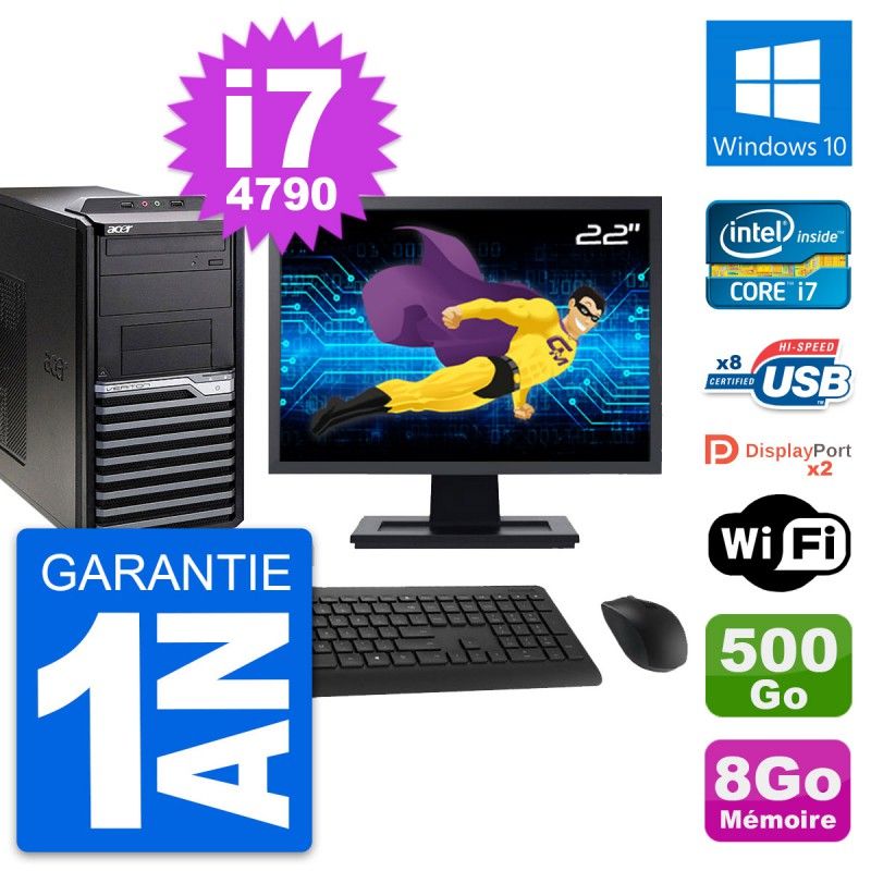 Acer Veriton M4630G 22-inch Desktop PC - Intel i7-4790, 8GB RAM, 500GB HDD, Windows 10