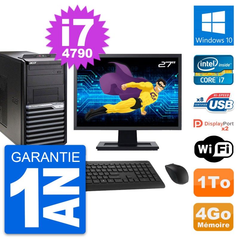 Acer Veriton M4630G 27-Inch All-in-One Desktop PC - Intel i7-4790, 4GB RAM, 1TB HDD, Windows 10, WiFi