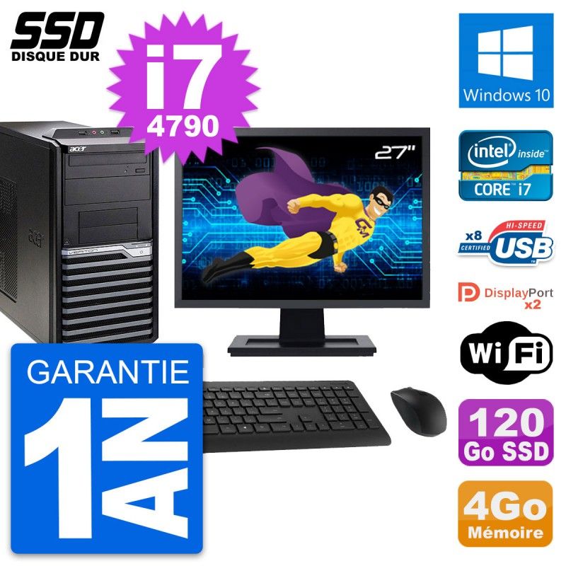 Acer Veriton M4630G 27-inch All-in-One PC - Intel i7-4790, 4GB RAM, 120GB SSD