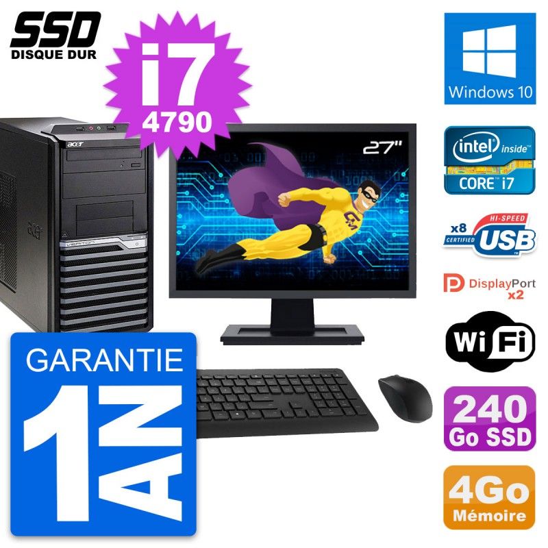 Acer Veriton M4630G 27-inch All-in-One PC - Intel i7-4790, 4GB RAM, 240GB SSD, Windows 10