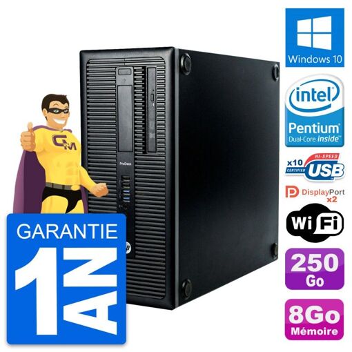 HP ProDesk 600 G1 Desktop PC - Intel Pentium G3220, 8GB RAM, 250GB Hard Drive, Windows 10, WiFi