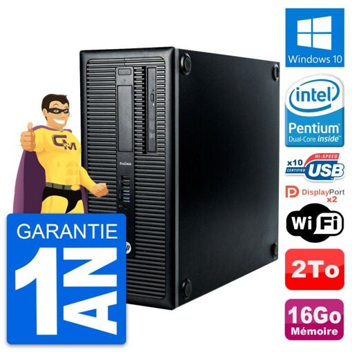 HP ProDesk 600 G1 Desktop PC - Intel Pentium G3220, 16GB RAM, 2TB HDD, Windows 10, WiFi