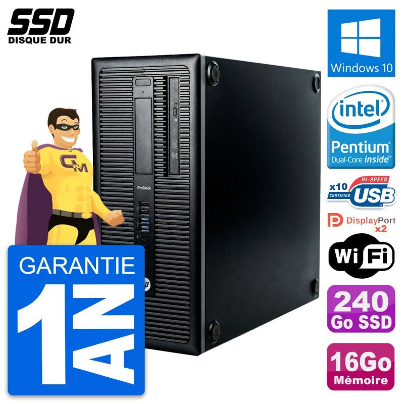 HP ProDesk 600 G1 Desktop PC - Intel Pentium G3220, 16GB RAM, 240GB SSD, Windows 10, WiFi