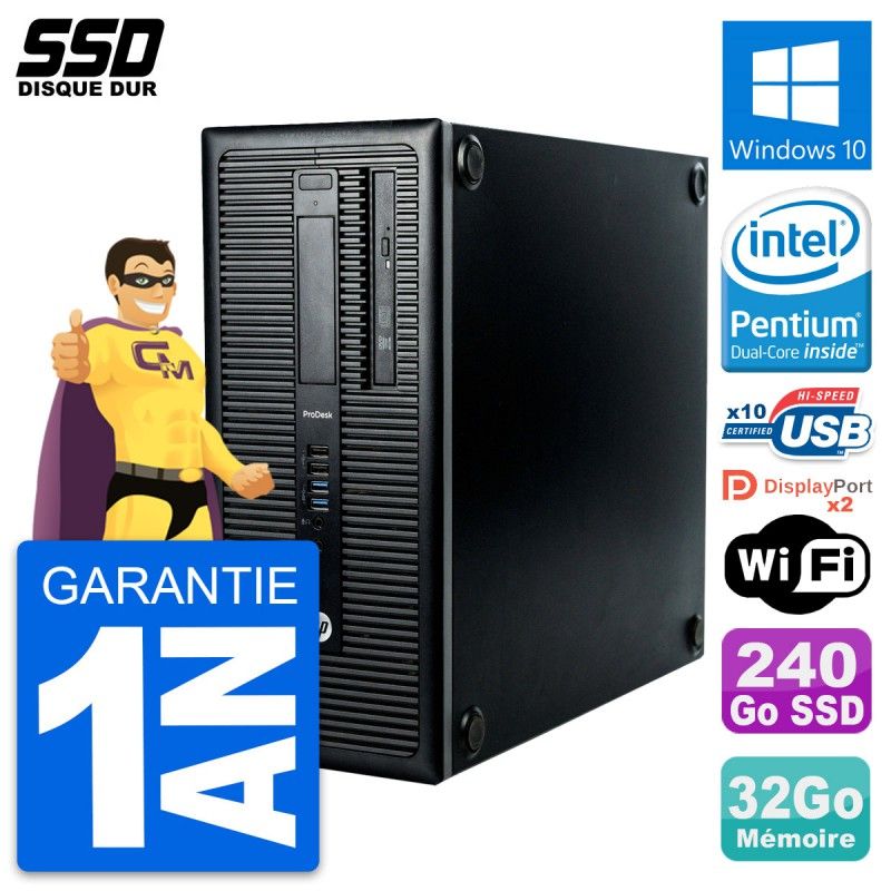 HP ProDesk 600 G1 Desktop PC - Intel Pentium G3220, 32GB RAM, 240GB SSD, Windows 10, WiFi