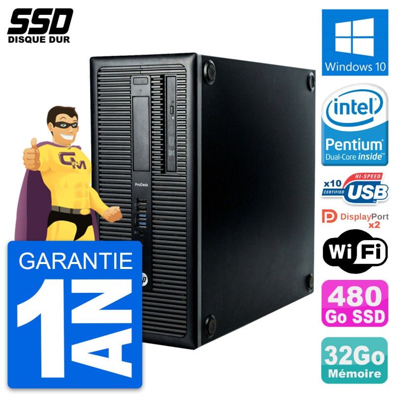 HP ProDesk 600 G1 Desktop PC - Intel Pentium G3220, 32GB RAM, 480GB SSD, Windows 10, WiFi