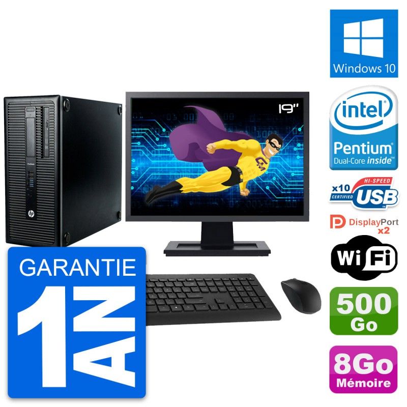 HP ProDesk 600 G1 Desktop Computer - 19" Screen, Intel Pentium G3220, 8GB RAM, 500GB Hard Drive, Windows 10
