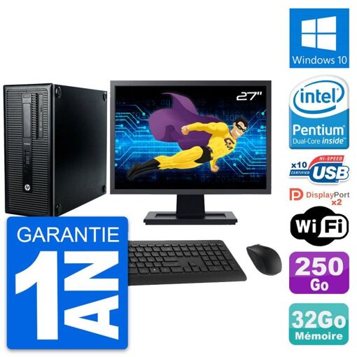HP ProDesk 600 G1 Desktop PC, 27" Display, Intel Core i3-4170, 32GB RAM, 250GB SSD