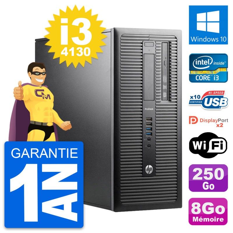 HP ProDesk 600 G1 Desktop PC - Intel Core i3-4130, 8GB RAM, 250GB HDD, Windows 10, WiFi