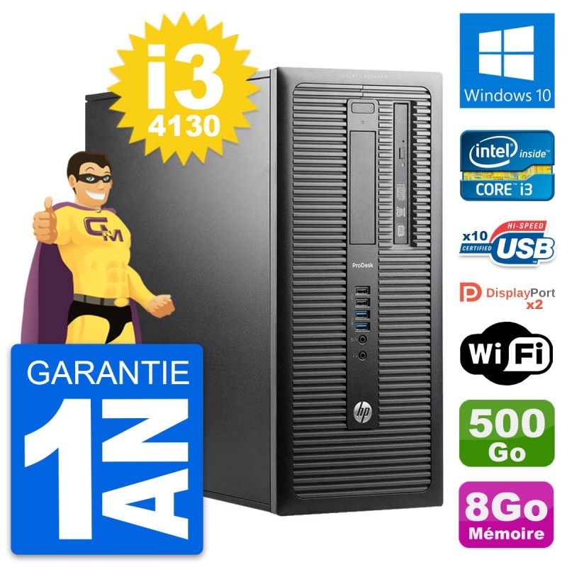 HP ProDesk 600 G1 Desktop PC - Intel i3-4130, 8GB RAM, 500GB HDD, Windows 10, WiFi
