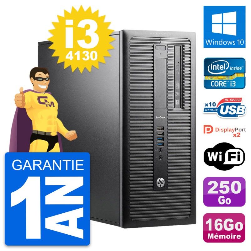 HP ProDesk 600 G1 Desktop PC - Intel i3-4130, 16GB RAM, 250GB HDD, Windows 10