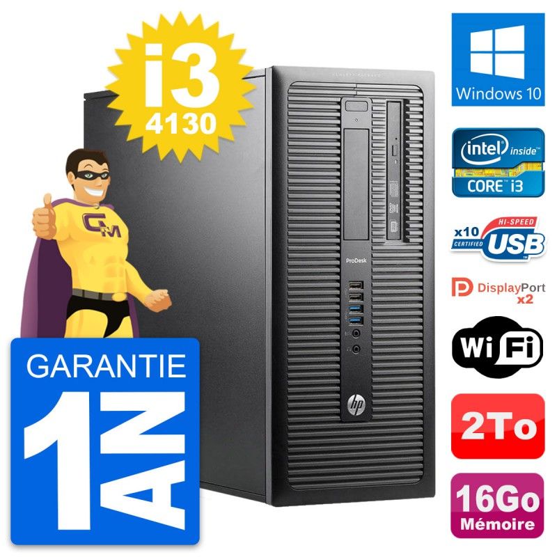 HP ProDesk 600 G1 Desktop PC - Intel i3-4130, 16GB RAM, 2TB HDD, Windows 10, WiFi