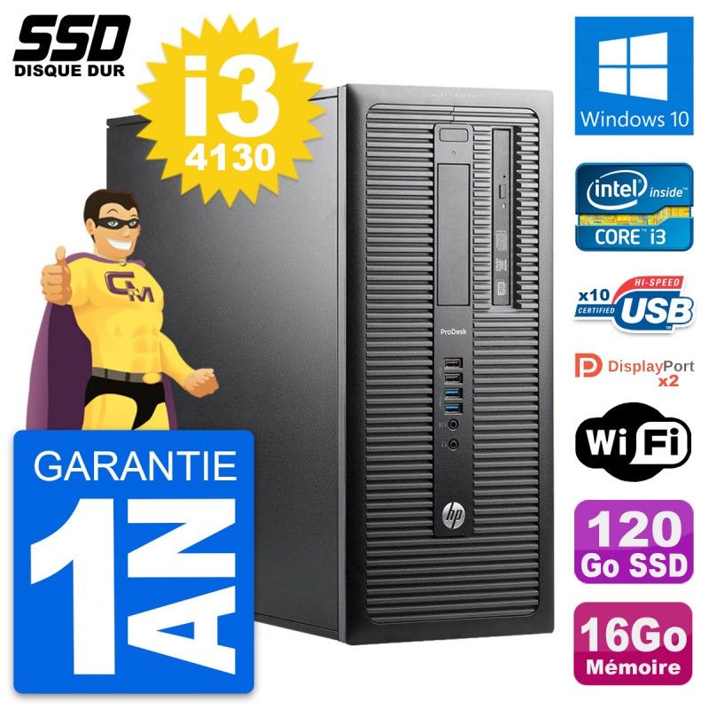 HP ProDesk 600 G1 Desktop PC - Intel Core i3-4130, 16GB RAM, 120GB SSD, Windows 10