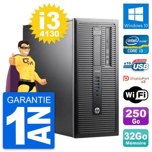 HP ProDesk 600 G1 Desktop PC - Intel i3-4130, 32GB RAM, 250GB SSD, Windows 10, Wifi