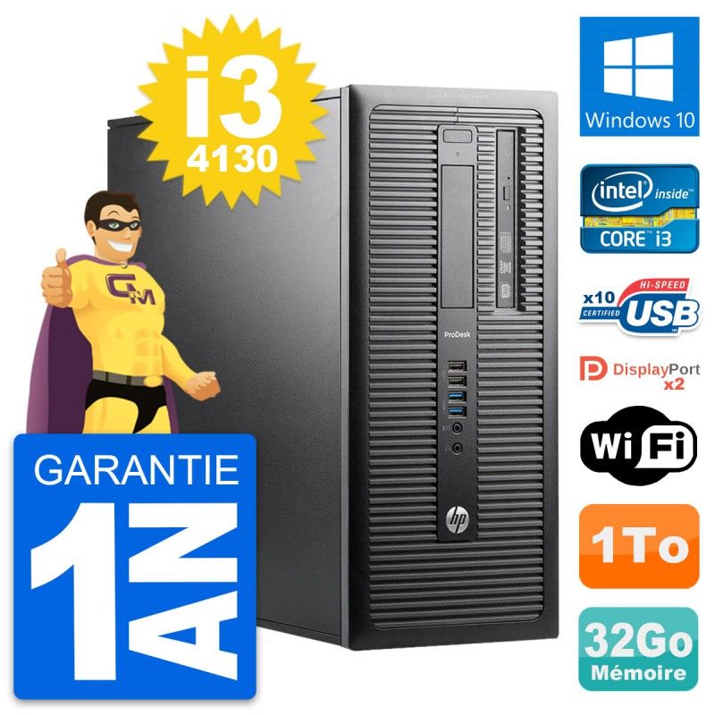 HP ProDesk 600 G1 Desktop PC - Intel i3-4130, 32GB RAM, 1TB HDD, Windows 10, WiFi