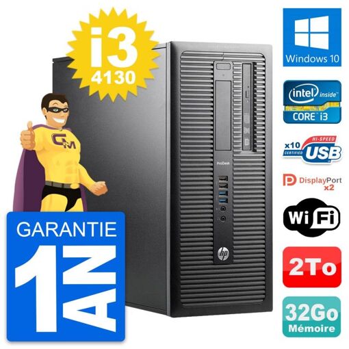 HP ProDesk 600 G1 Desktop Computer - Intel i3-4130, 32GB RAM, 2TB HDD, Windows 10, WiFi
