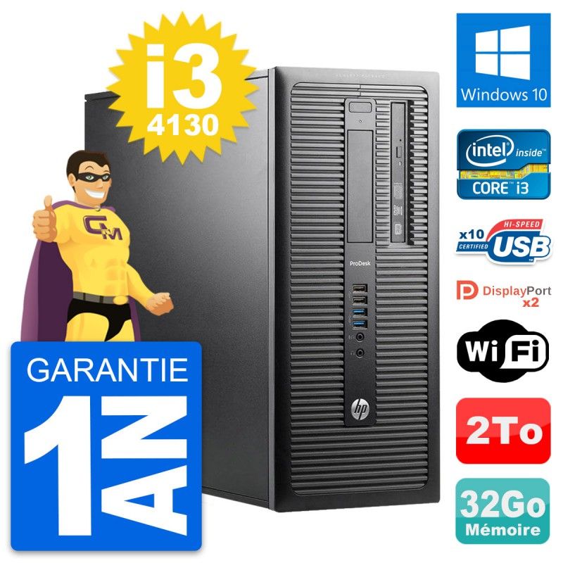 HP ProDesk 600 G1 Desktop Computer - Intel i3-4130, 32GB RAM, 2TB HDD, Windows 10, WiFi