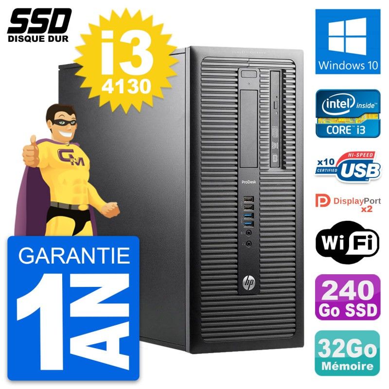 HP ProDesk 600 G1 Desktop PC - Intel Core i3, 32GB RAM, 240GB SSD, Windows 10, WiFi