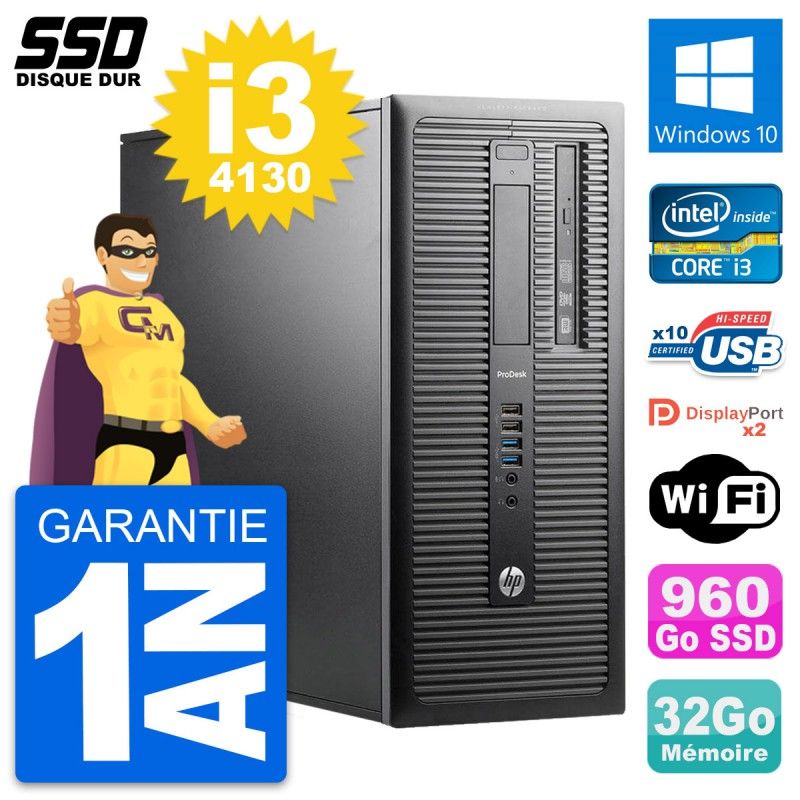 HP ProDesk 600 G1 Desktop PC - Intel Core i3-4130, 32GB RAM, 960GB SSD, Windows 10
