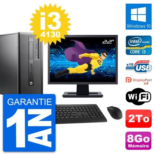 HP ProDesk 600 G1 Desktop PC - 22" Screen, i3-4130, 8GB RAM, 2TB HDD, Windows 10, WiFi