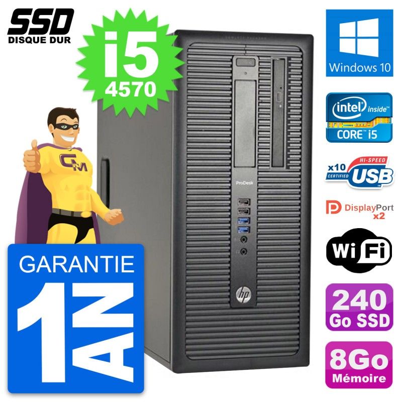 HP ProDesk 600 G1 Desktop PC - Intel Core i5, 8GB RAM, 240GB SSD, Windows 10