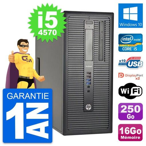 HP ProDesk 600 G1 Desktop PC - Intel i5, 16GB RAM, 250GB SSD, Windows 10, WiFi