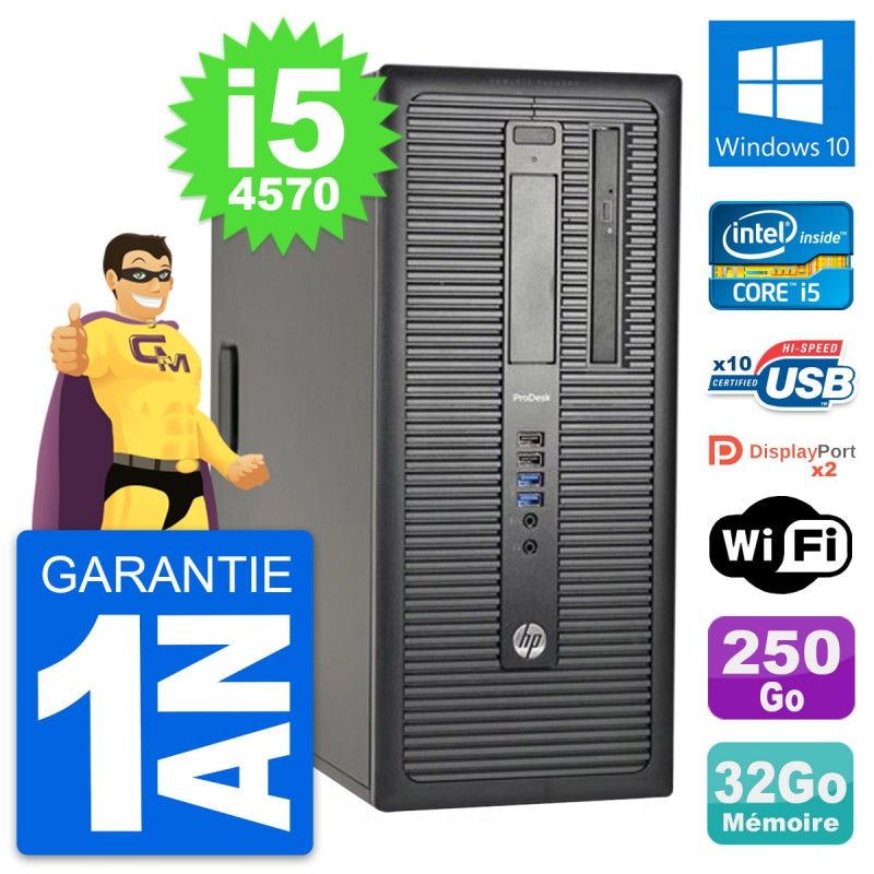 HP ProDesk 600 G1 Desktop PC - Intel i5-4570, 32GB RAM, 250GB SSD, Windows 10, WiFi