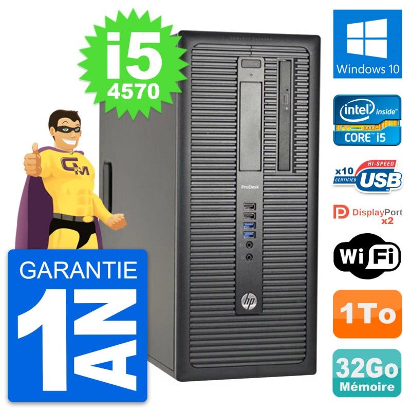 HP ProDesk 600 G1 Desktop PC - Intel i5-4570, 32GB RAM, 1TB HDD, Windows 10, WiFi