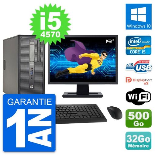 HP ProDesk 600 G1 Desktop PC - 19" Screen, Intel i5-4570, 32GB RAM, 500GB HDD