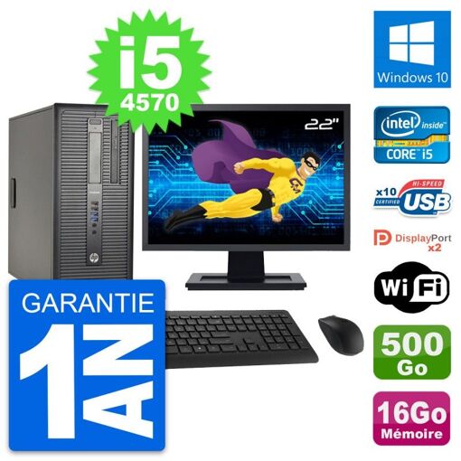 HP ProDesk 600 G1 Desktop PC - 22" Screen, Intel i5-4570, 16GB RAM, 500GB HDD