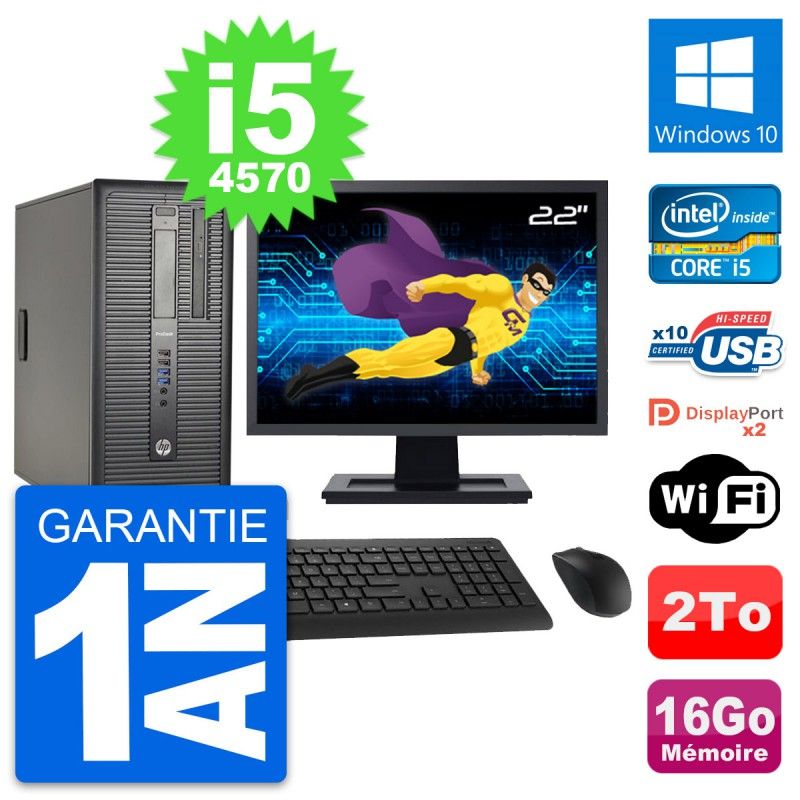 HP ProDesk 600 G1 22" Screen i5-4570 16GB RAM 2TB HDD Windows 10 WiFi