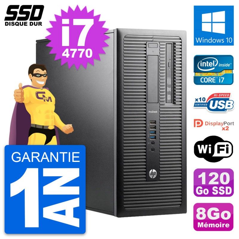HP ProDesk 600 G1 Desktop PC - Intel Core i7, 8GB RAM, 120GB SSD, Windows 10, WiFi