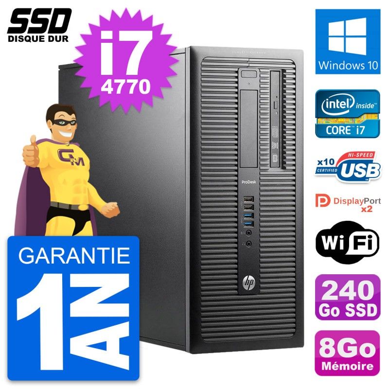 HP ProDesk 600 G1 Desktop PC - Intel Core i7, 8GB RAM, 240GB SSD, Windows 10, WiFi
