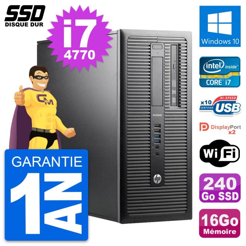 HP ProDesk 600 G1 Desktop PC - Intel Core i7, 16GB RAM, 240GB SSD, Windows 10, WiFi