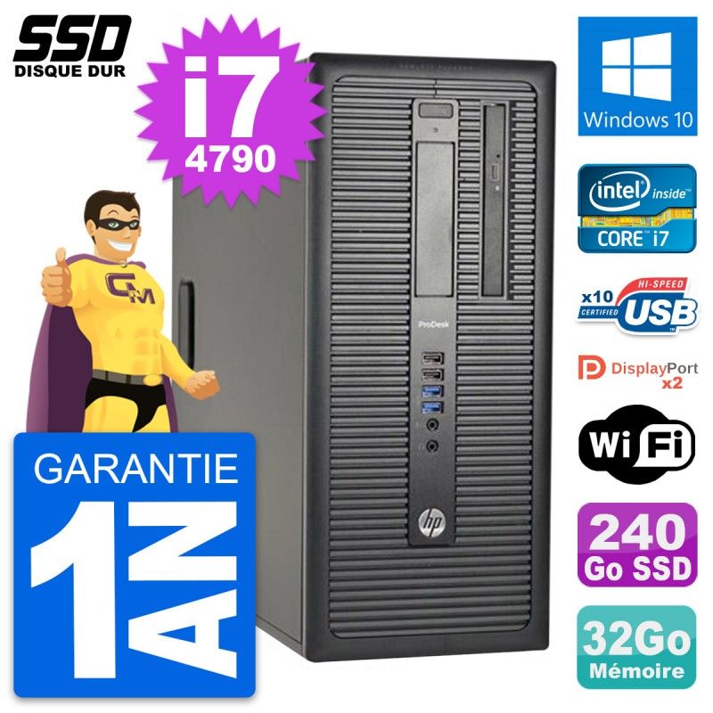 HP ProDesk 600 G1 Desktop PC - Intel Core i7, 32GB RAM, 240GB SSD, Windows 10