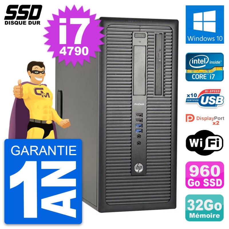HP ProDesk 600 G1 Desktop PC - Intel Core i7, 32GB RAM, 960GB SSD, Windows 10, Wifi