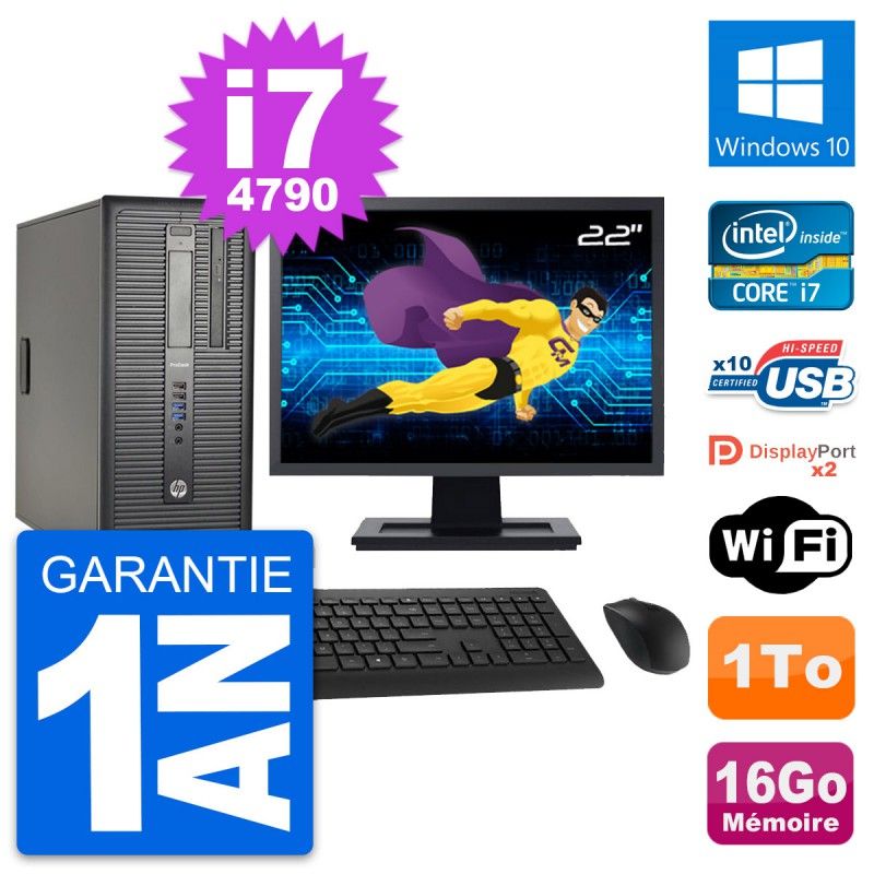 HP ProDesk 600 G1 22" i7-4790 16GB 1TB Windows 10 WiFi PC