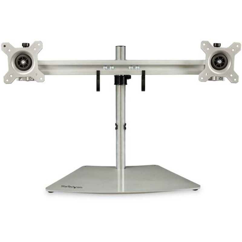 DUAL-MONITOR STAND - HORIZONTAL FOR UP TO 24IN MONITORS - SILVER