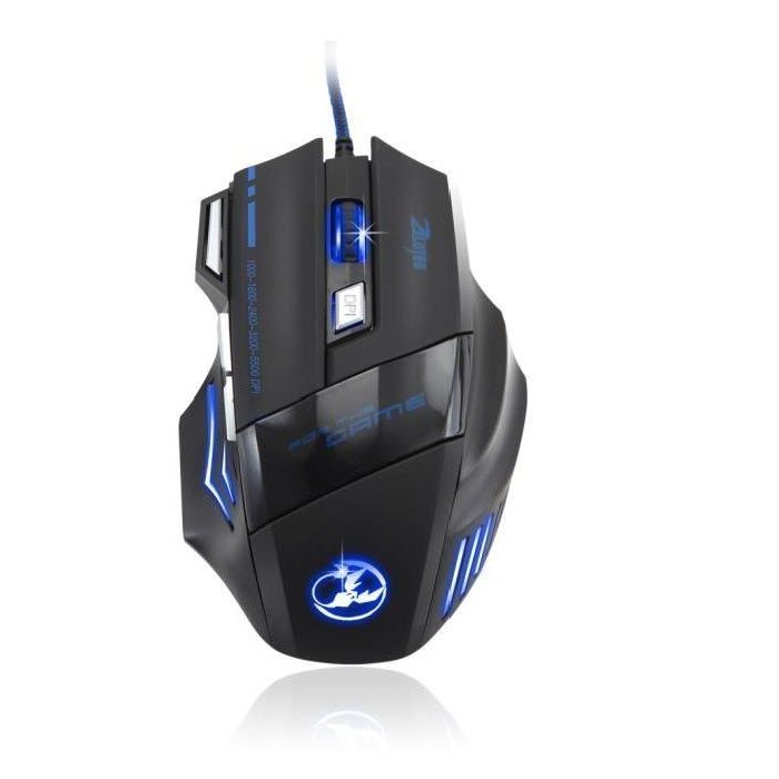 Hobby Tech Gaming Mouse 7 Buttons 5500 DPI - Black/Blue