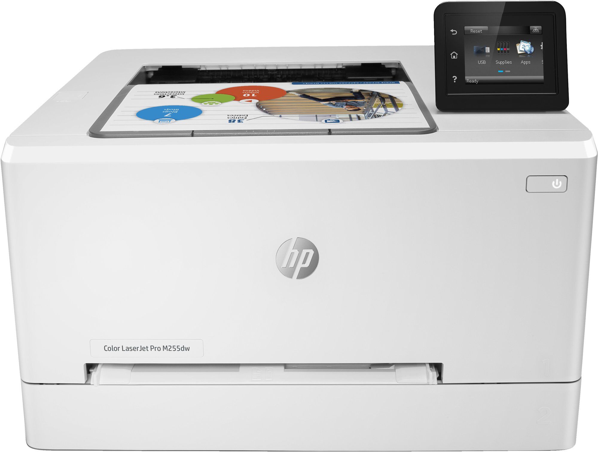 HP Color LaserJet Pro M255dw Printer - A4/Legal, 600 x 600 dpi, Up to 21 ppm (Mono) / 21 ppm (Color), 250-Sheet Capacity, USB 2.0, LAN, Wi-Fi(n), USB Host