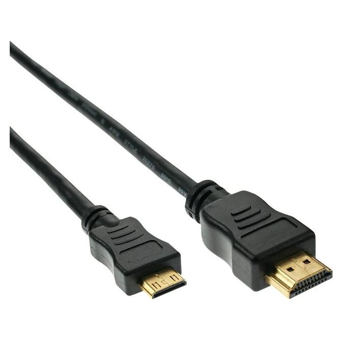 INTOS ELECTRONIC InLine HDMI Cable - 10m, Mini HDMI Type C Male to HDMI Male, Black