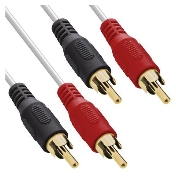 INTOS ELECTRONIC InLine 10ft Audio Cable, 2 RCA Male to 2 RCA Male, White