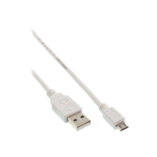 Câble USB INTOS ELECTRONIC InLine - Micro-USB Type B (M) vers USB (M) - 1,5 m - Blanc
