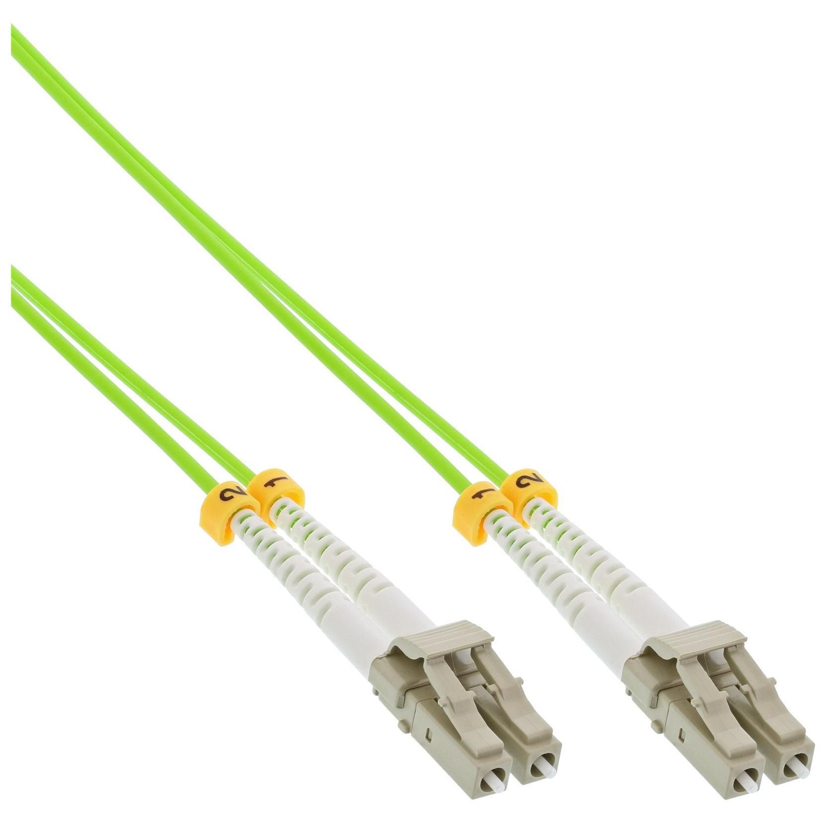 INTOS ELECTRONIC SC Multi-Mode (M) to SC Multi-Mode (M) Fiber Optic Cable - 25m, Duplex, 50/125 Microns, OM5, Halogen-Free, Green