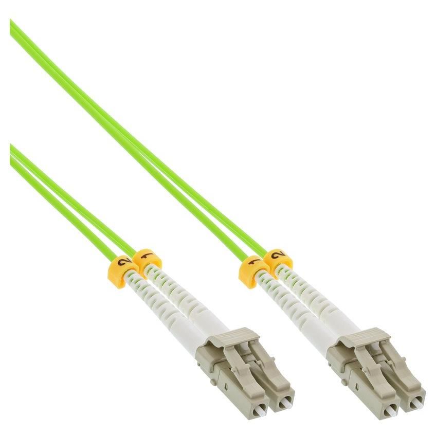 INTOS ELECTRONIC LC Multi-Mode (M) Fiber Optic Cable, 3m, Duplex, 50/125 Microns, OM5, Halogen-Free, Green