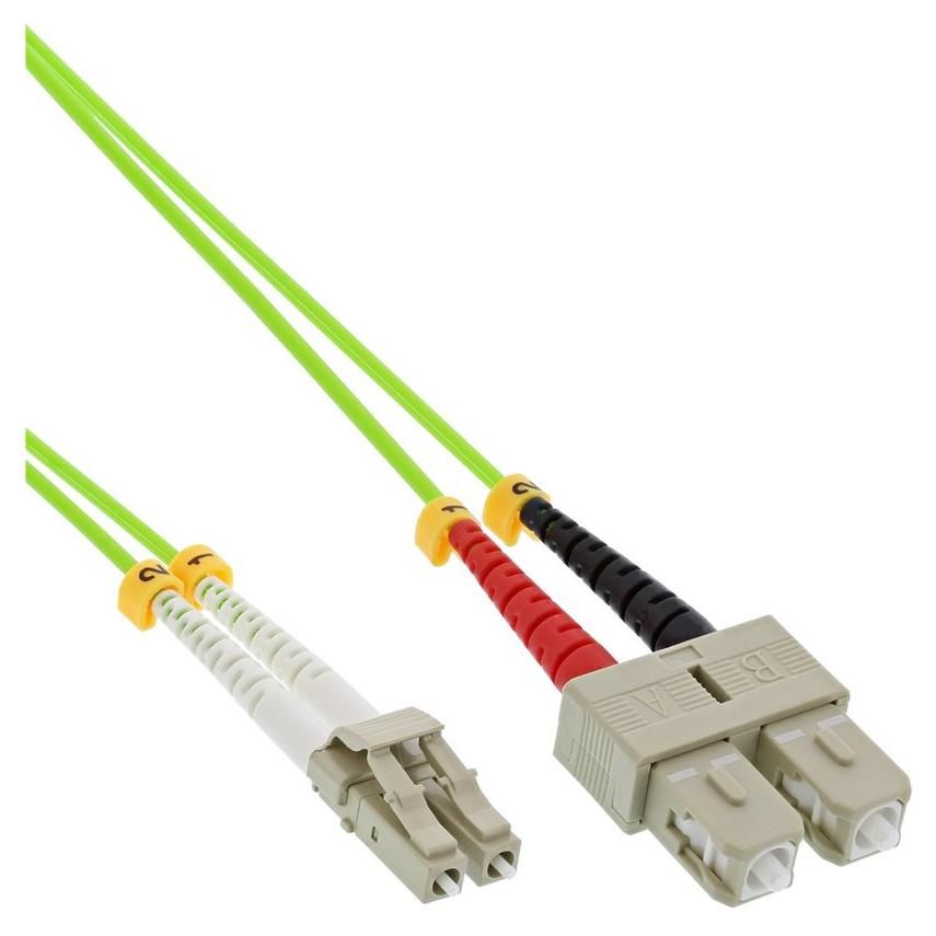 Cable de fibra óptica INTOS ELECTRÓNICA dúplex, 3 m, LC multimodo (M) a SC multimodo (M), 50/125 micras, sin halógeno, verde