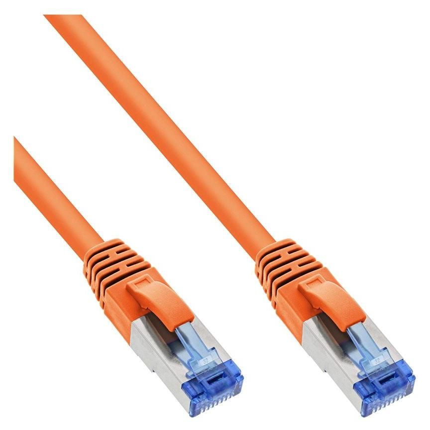 INTOS ELECTRONIC CAT 6a SFTP Cord - 1m, RJ-45 (M) to RJ-45 (M), Halogen-Free, Hook-Less, Orange