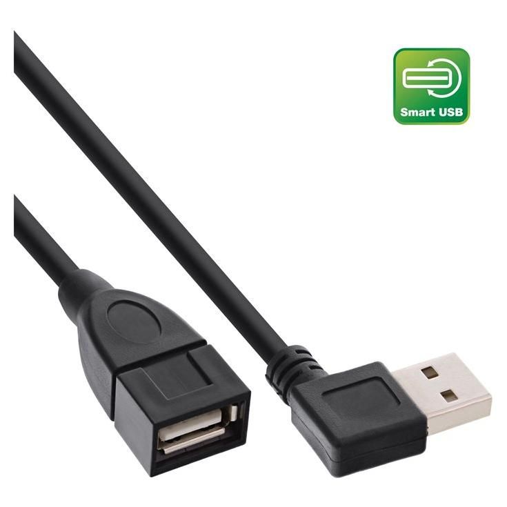 Câble INTOS ELECTRONIC Smart Line - Adaptateur USB à angle 90° - 20 cm - Noir