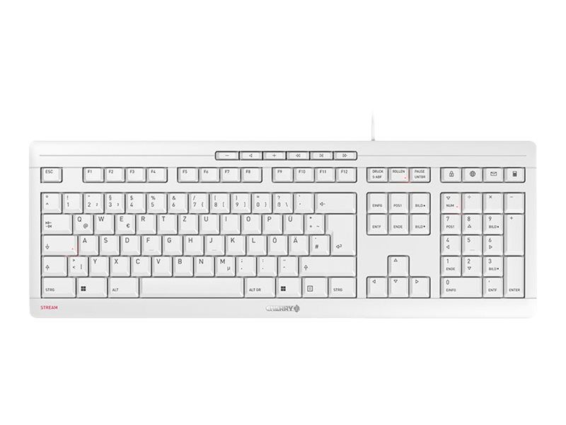 Teclado Cherry Stream - Conectivo USB Alemán Interruptor Cherry SX - Gris Blanco
