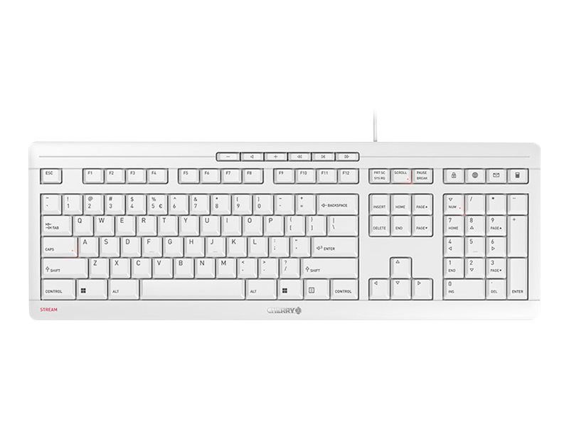 Cherry Stream Keyboard - USB QWERTY English Keyboard with Cherry SX Switch - Grey White