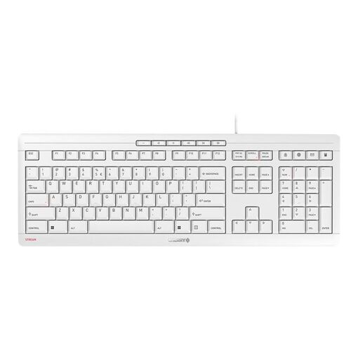 Clavier Cherry Stream - Clavier USB QWERTY Anglais avec commutateur Cherry SX - Blanc Gris